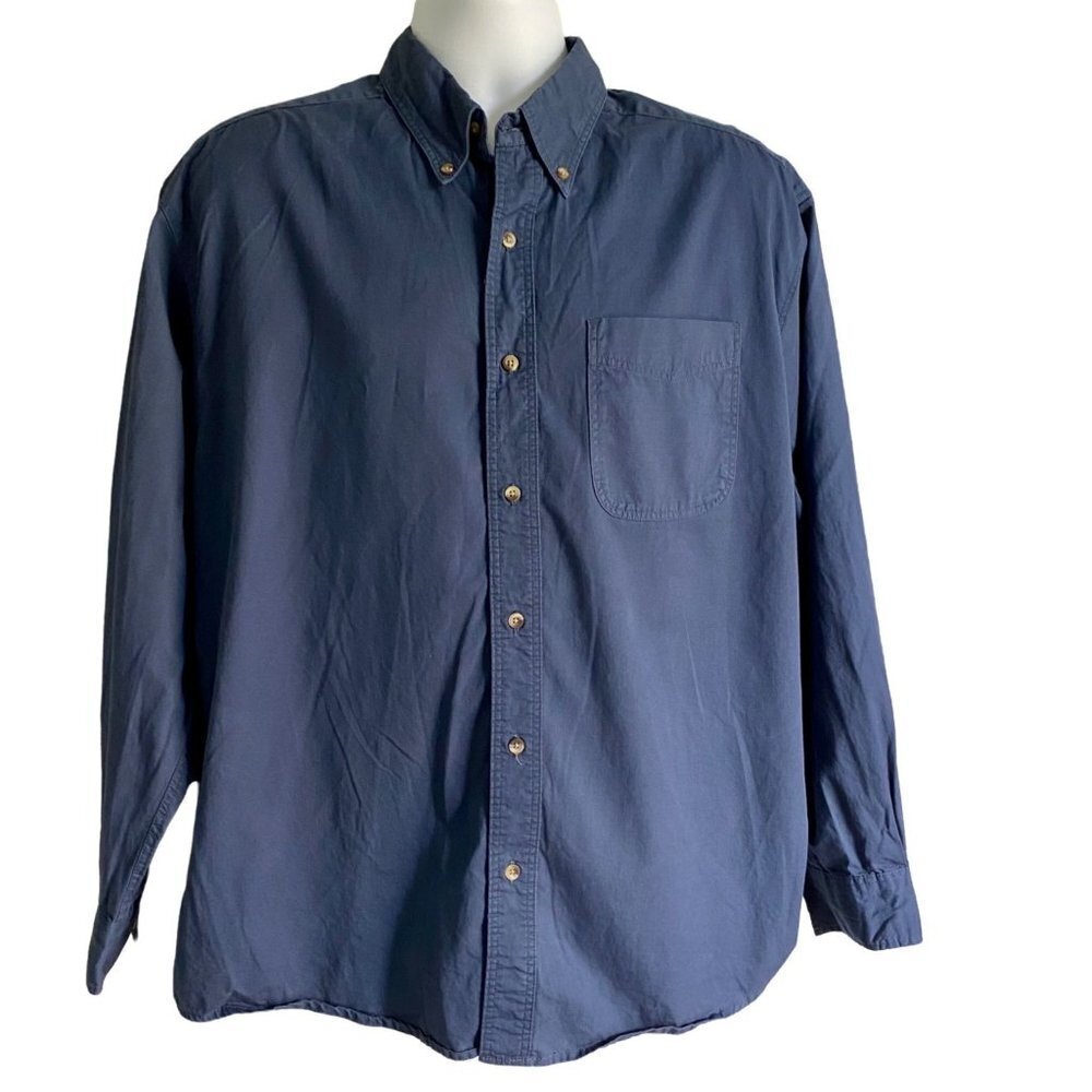 Knightsbridge Long Sleeve Button Down Shirt Blue Cotton Large